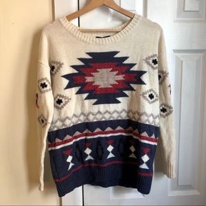 American Eagle cream/navy fairisle sweater